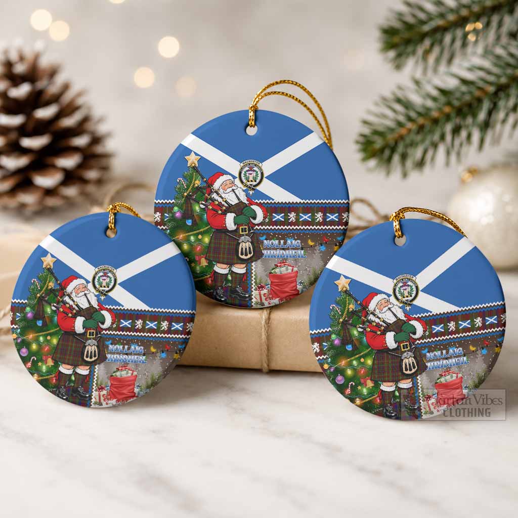 MacMaster (McMaster) Tartan Crest Christmas Ceramic Circle Ornament Nollaig Chridheil Patchwork Style Pack of 3 - Tartan Vibes Clothing
