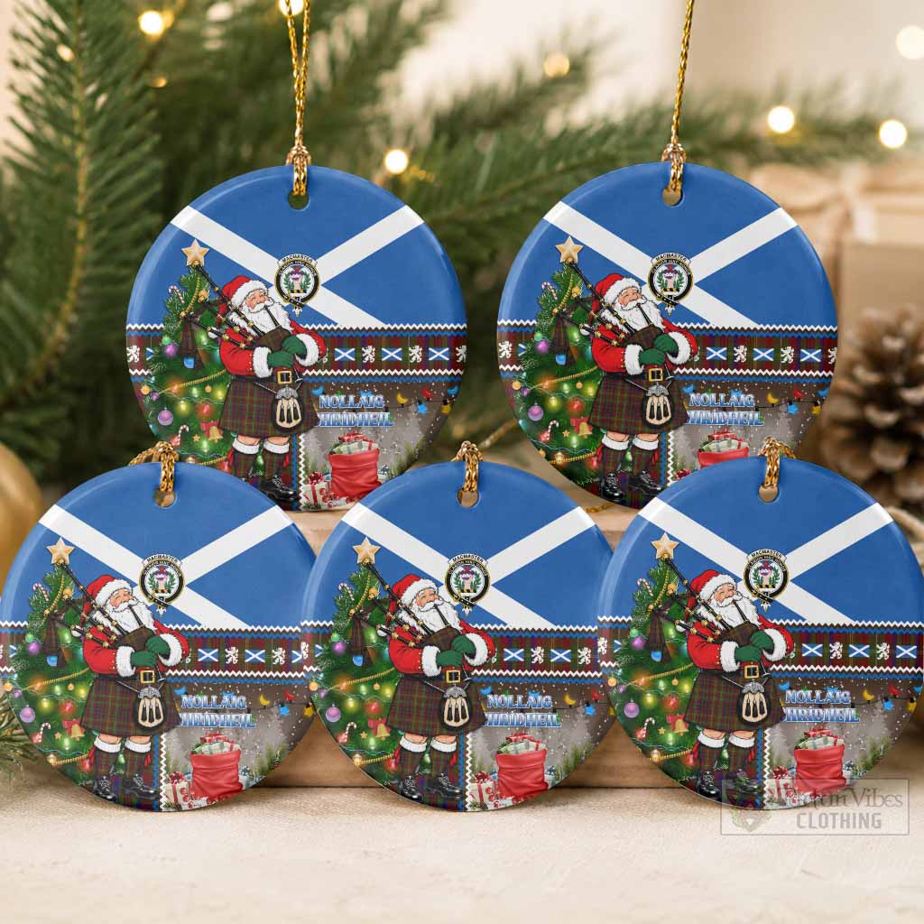 MacMaster (McMaster) Tartan Crest Christmas Ceramic Circle Ornament Nollaig Chridheil Patchwork Style Pack of 5 - Tartan Vibes Clothing