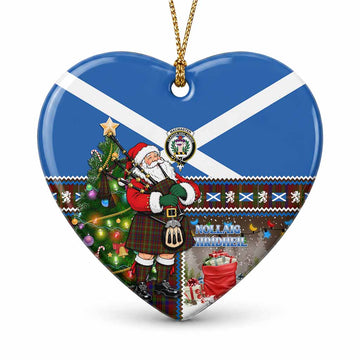 MacMaster (McMaster) Tartan Crest Christmas Ceramic Heart Ornament Nollaig Chridheil Patchwork Style 1 Piece - Tartan Vibes Clothing