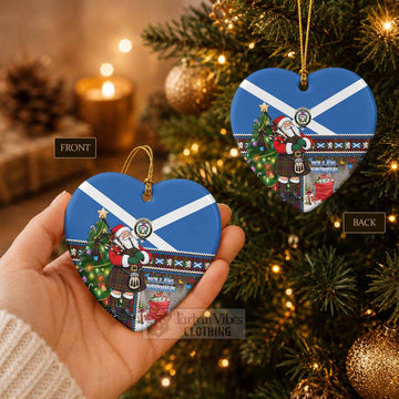 MacMaster (McMaster) Tartan Crest Christmas Ceramic Heart Ornament Nollaig Chridheil Patchwork Style - Tartan Vibes Clothing