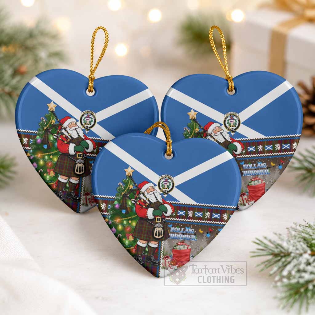 MacMaster (McMaster) Tartan Crest Christmas Ceramic Heart Ornament Nollaig Chridheil Patchwork Style Pack of 3 - Tartan Vibes Clothing