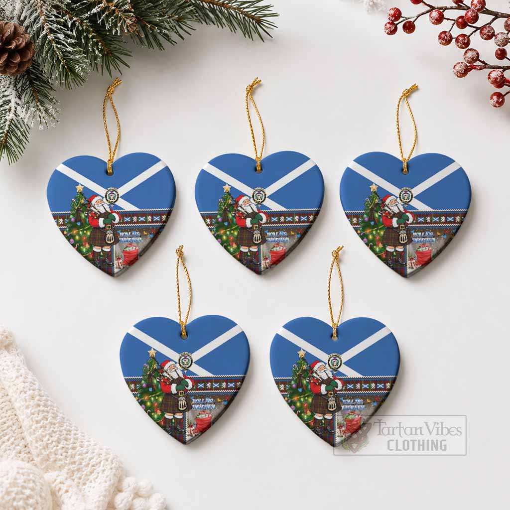 MacMaster (McMaster) Tartan Crest Christmas Ceramic Heart Ornament Nollaig Chridheil Patchwork Style Pack of 5 - Tartan Vibes Clothing