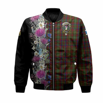 MacMaster (McMaster) Tartan Crest Thistle Floral Bomber Jacket Unisex Black - Tartan Vibes Clothing