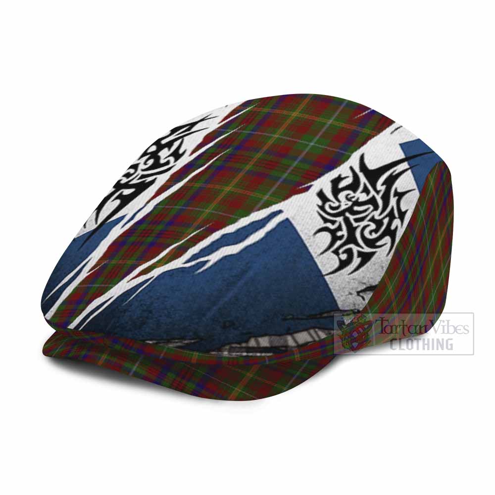 MacMaster (McMaster) Tartan Flat Cap, Jeff Cap Scotland Flag Ripped Tribal Design - Tartan Vibes Clothing