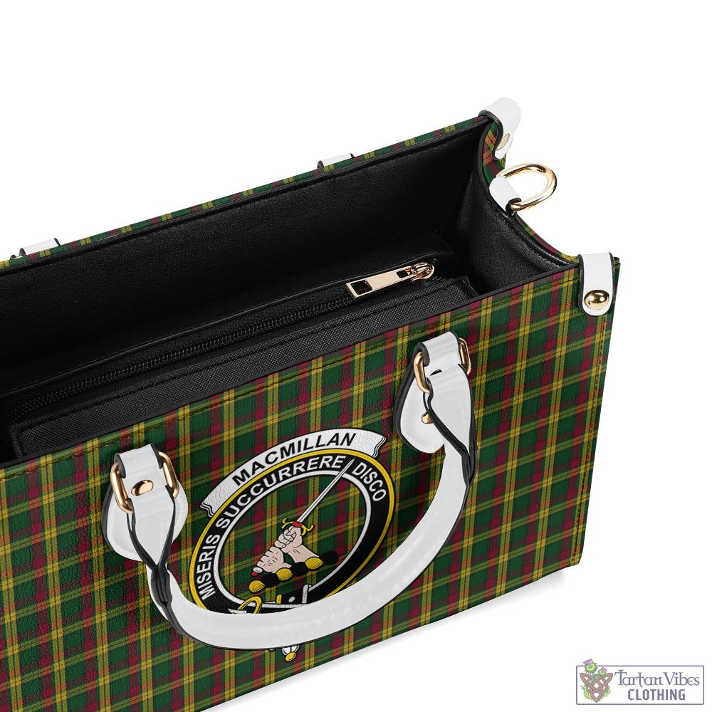 Tartan Vibes Clothing MacMillan Ancient Tartan Luxury Leather Handbags with Family Crest