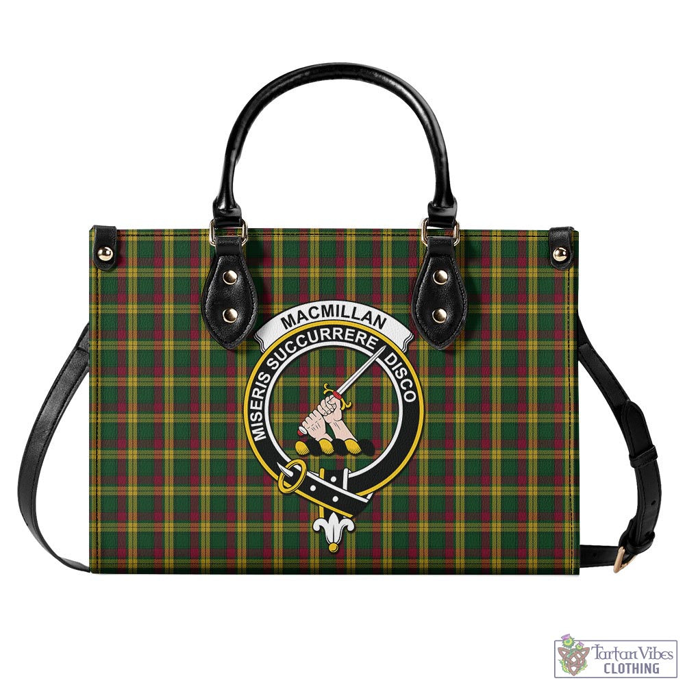 Tartan Vibes Clothing MacMillan Ancient Tartan Luxury Leather Handbags with Family Crest