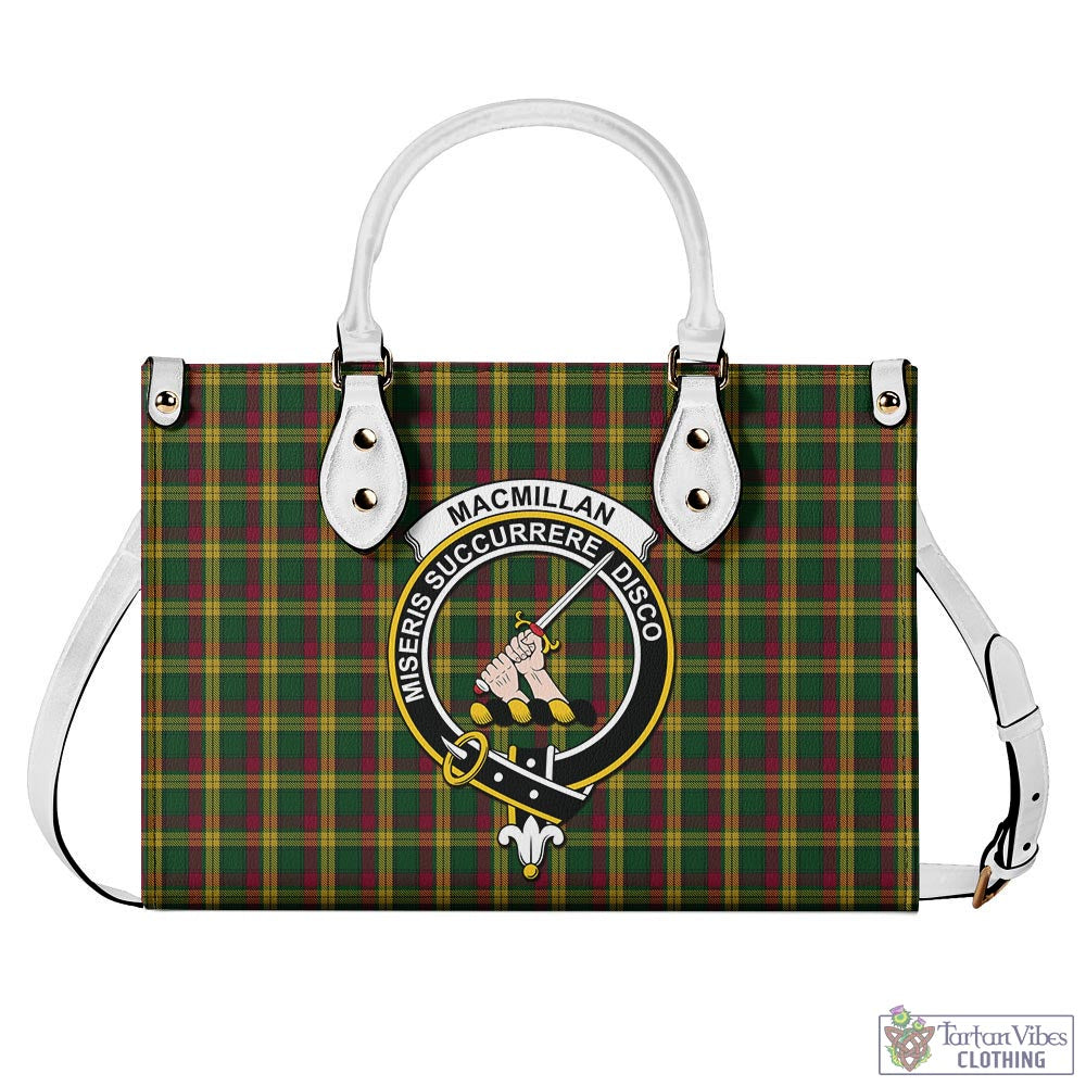 Tartan Vibes Clothing MacMillan Ancient Tartan Luxury Leather Handbags with Family Crest