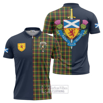 MacMillan (McMillan) Tartan Zipper Polo Shirt Alba with Scottish Lion Royal Arm Half Style