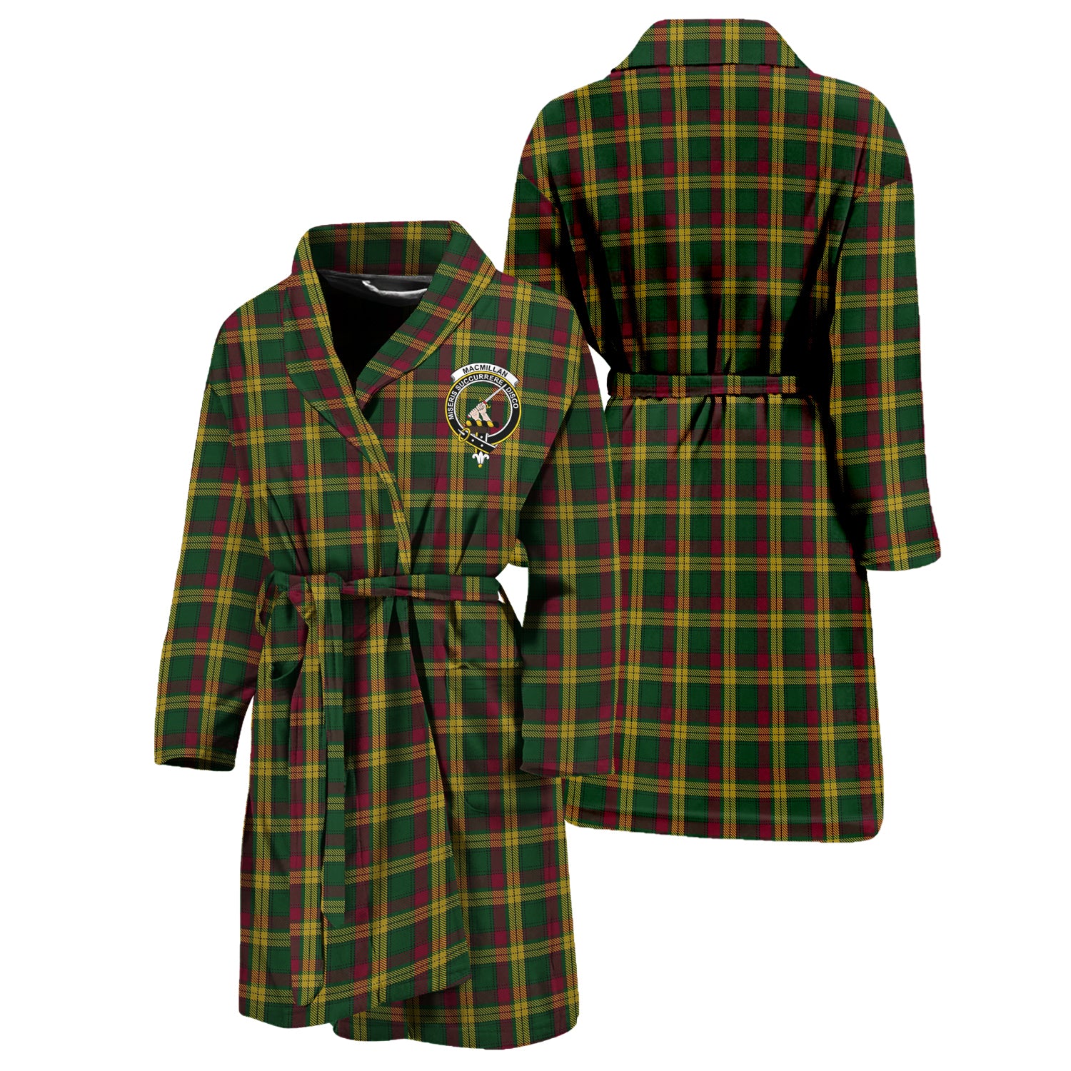 MacMillan (McMillan) Tartan Bathrobe with Family Crest Unisex S - Tartan Vibes Clothing