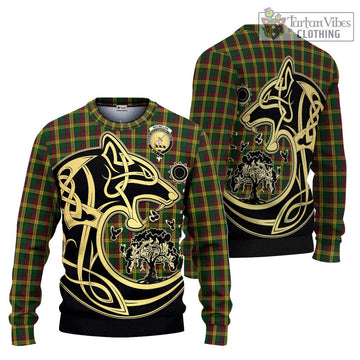 MacMillan (McMillan) Tartan Ugly Sweater with Family Crest Celtic Wolf Style