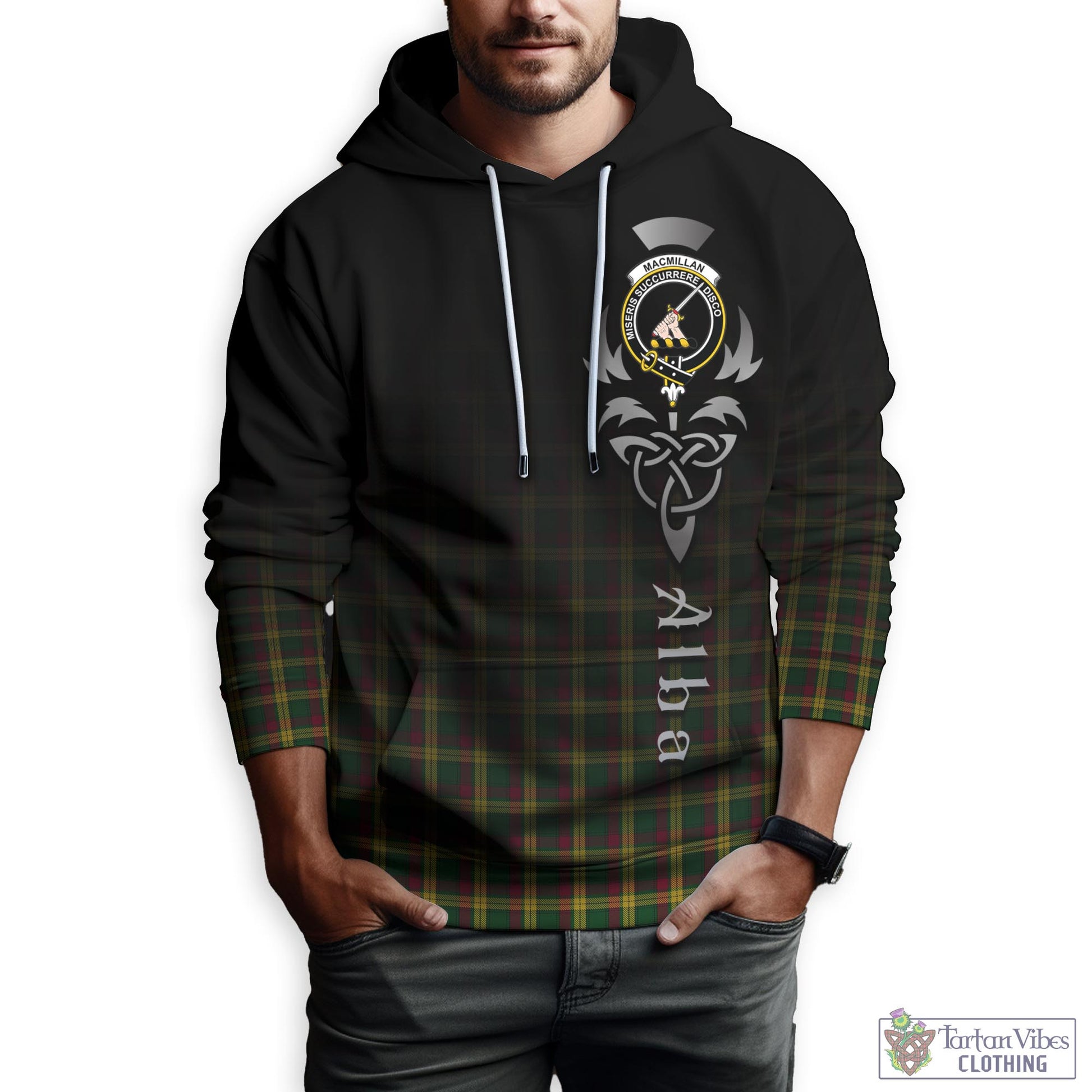 Tartan Vibes Clothing MacMillan Ancient Tartan Hoodie Featuring Alba Gu Brath Family Crest Celtic Inspired