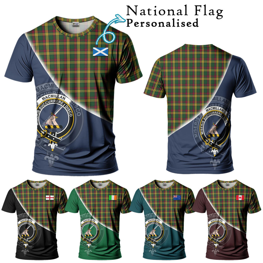 MacMillan (McMillan) Tartan T-Shirt with Personalised National Flag and Family Crest Half Style Kid's Shirt - Tartanvibesclothing Shop