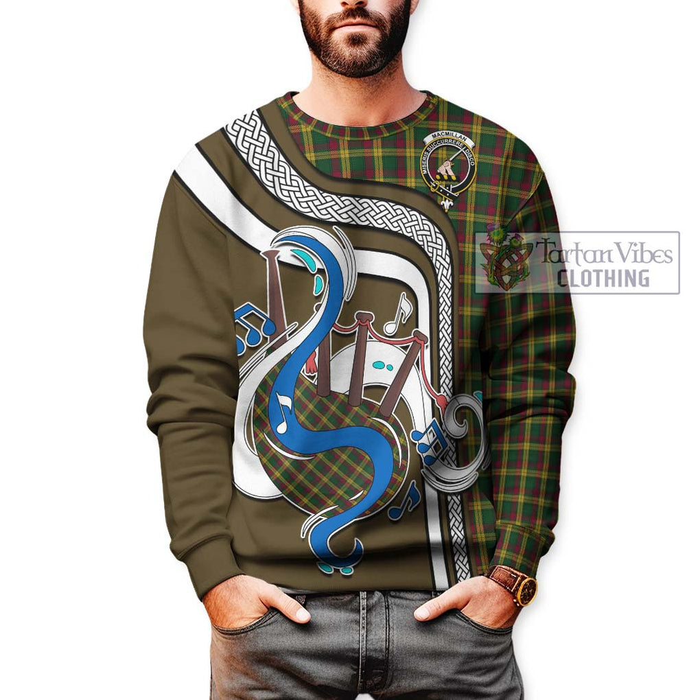 Tartan Vibes Clothing MacMillan Ancient Tartan Sweatshirt with Epic Bagpipe Style