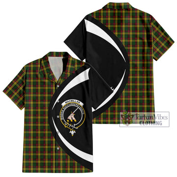 MacMillan (McMillan) Tartan Short Sleeve Button Up with Family Crest Circle Style