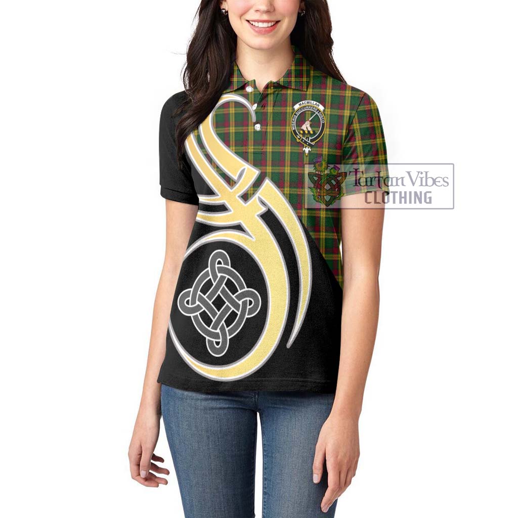 MacMillan (McMillan) Tartan Women's Polo Shirt with Family Crest and Celtic Symbol Style Women - Tartan Vibes Clothing