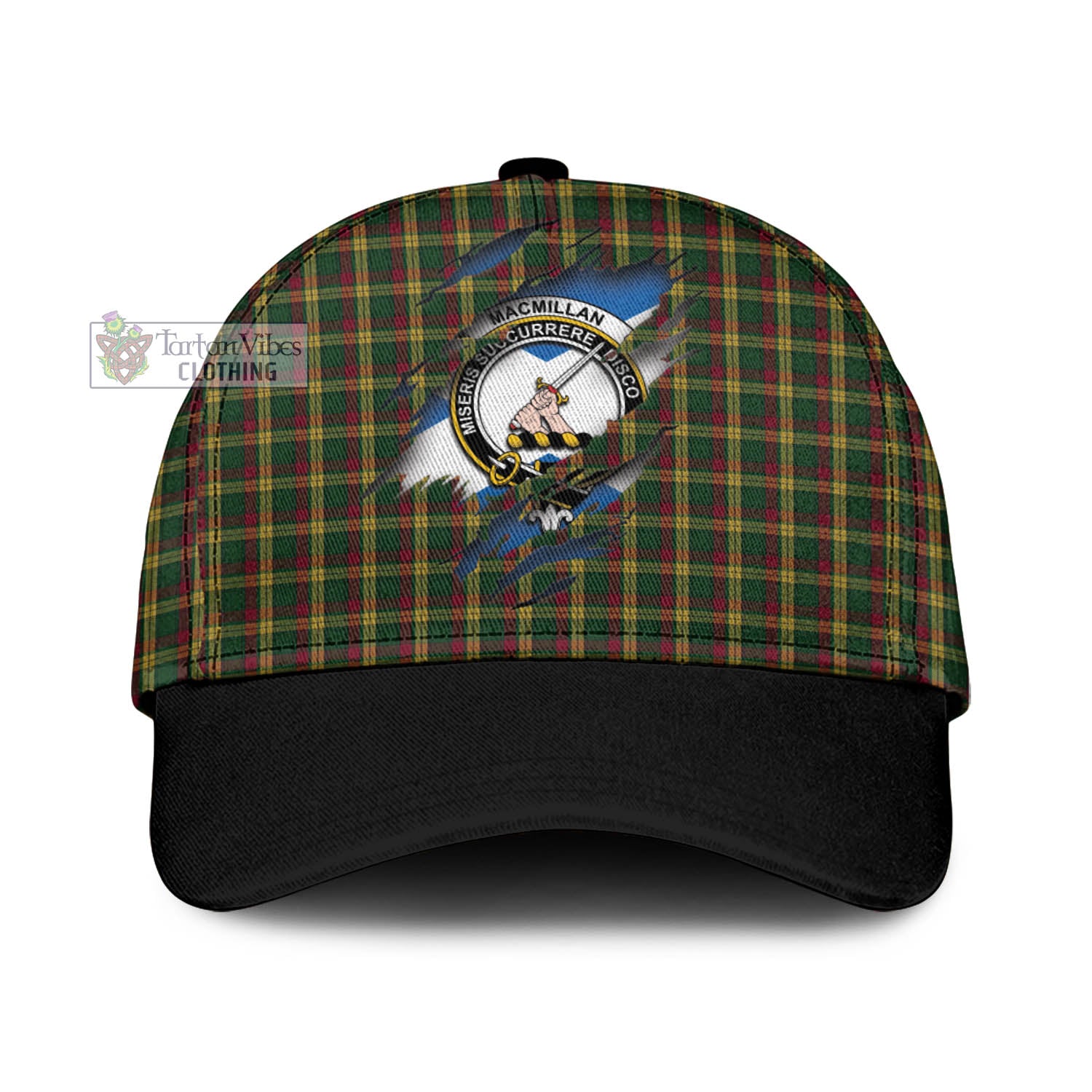 Tartan Vibes Clothing MacMillan Ancient Tartan Classic Cap with Family Crest In Me Style