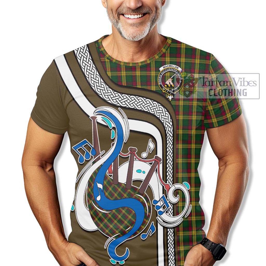 Tartan Vibes Clothing MacMillan Ancient Tartan T-Shirt with Epic Bagpipe Style