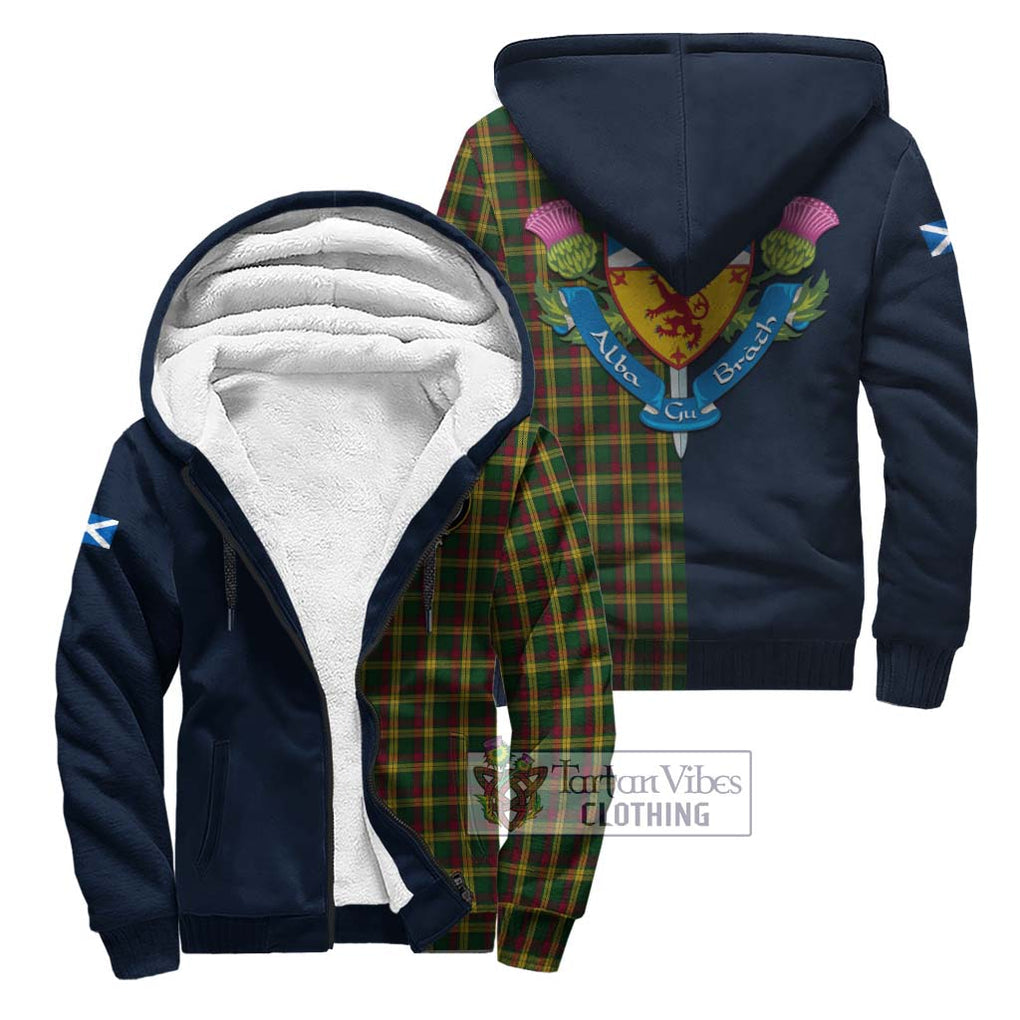 Tartan Vibes Clothing MacMillan Ancient Tartan Sherpa Hoodie with Scottish Lion Royal Arm Half Style