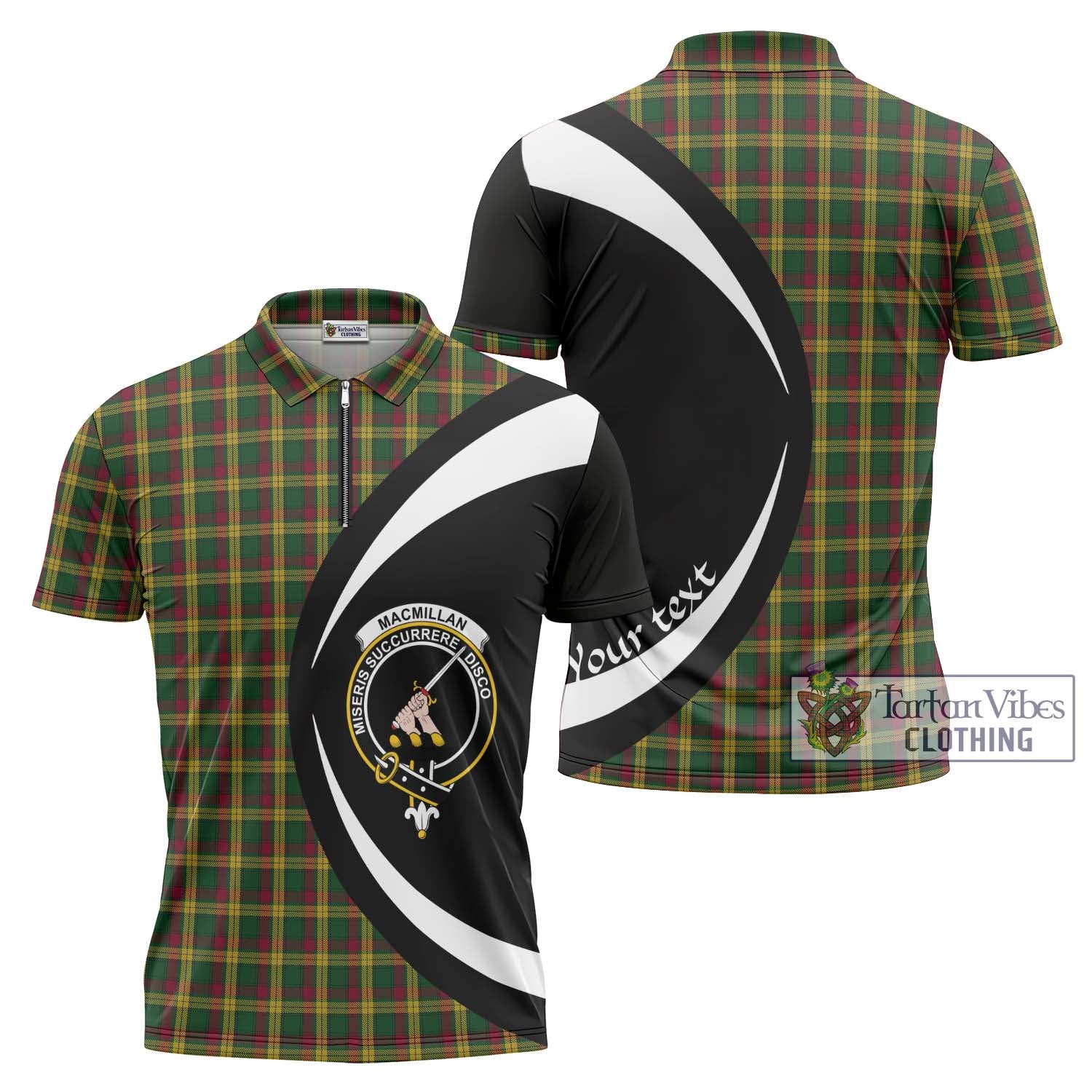 Tartan Vibes Clothing MacMillan Ancient Tartan Zipper Polo Shirt with Family Crest Circle Style