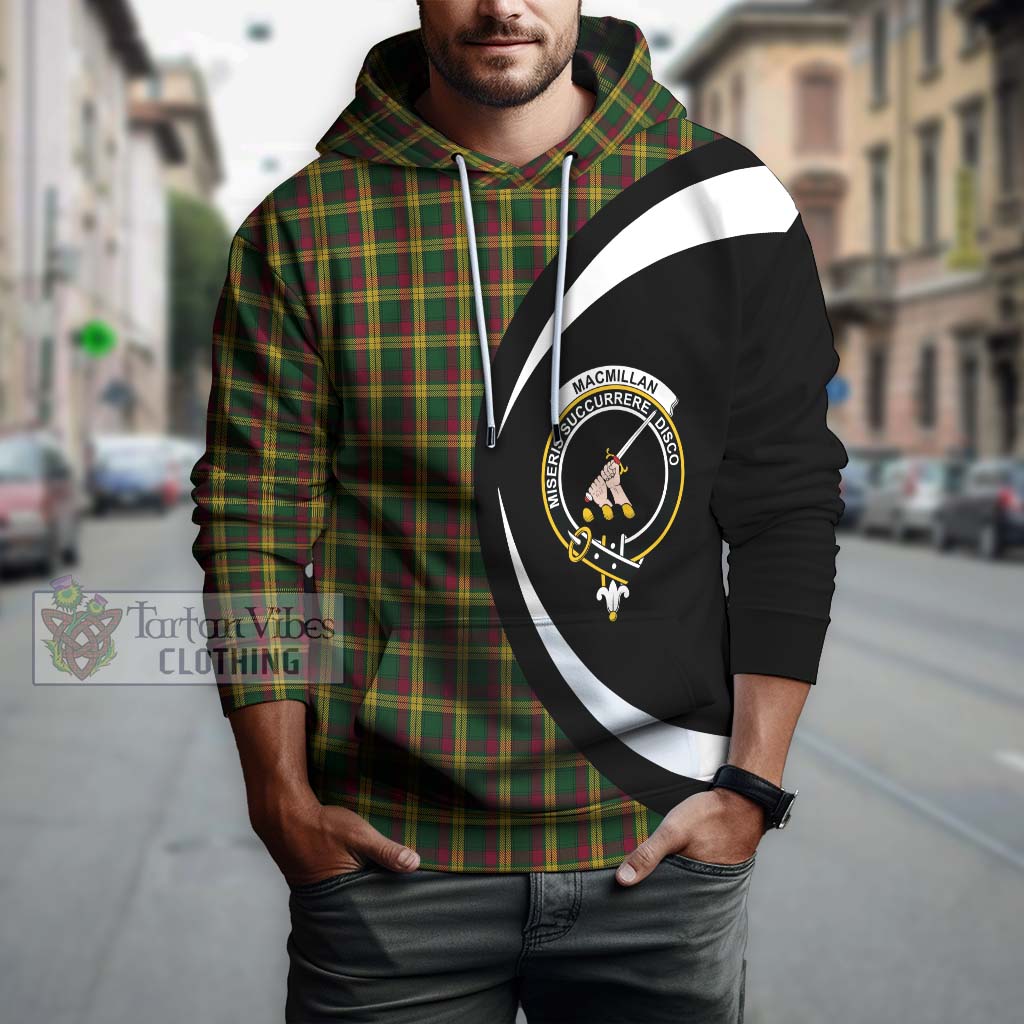 Tartan Vibes Clothing MacMillan Ancient Tartan Hoodie with Family Crest Circle Style