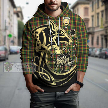 MacMillan Ancient Tartan Hoodie with Family Crest Celtic Wolf Style