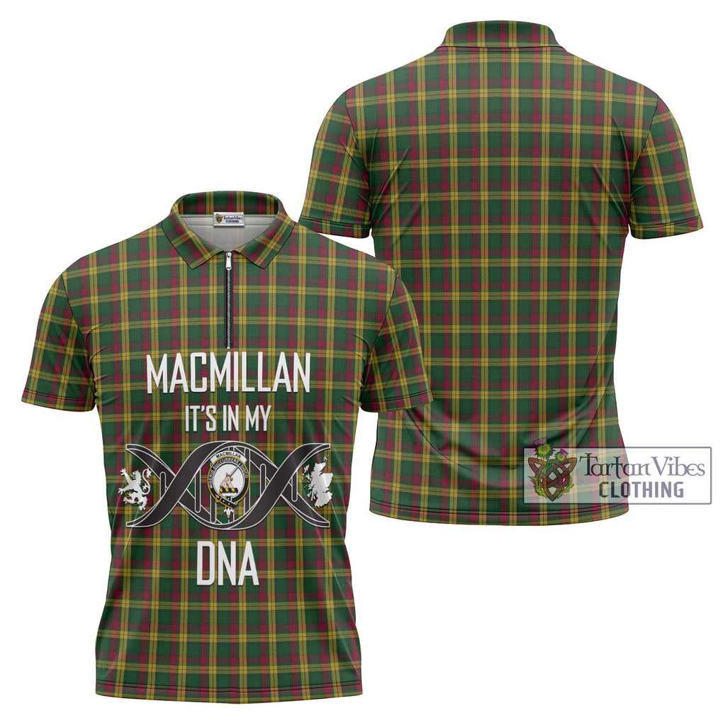 MacMillan (McMillan) Tartan Zipper Polo Shirt with Family Crest DNA In Me Style Unisex - Tartanvibesclothing Shop