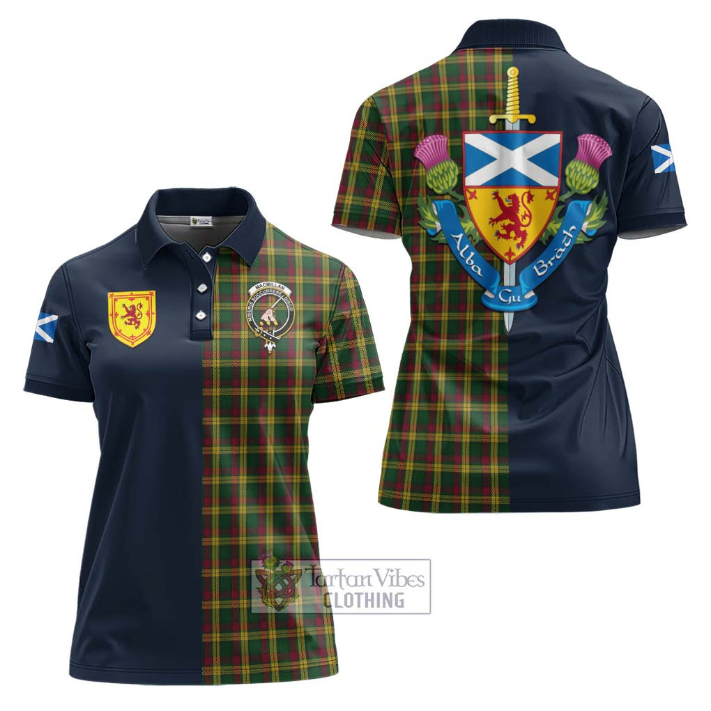 Tartan Vibes Clothing MacMillan Ancient Tartan Women's Polo Shirt with Scottish Lion Royal Arm Half Style