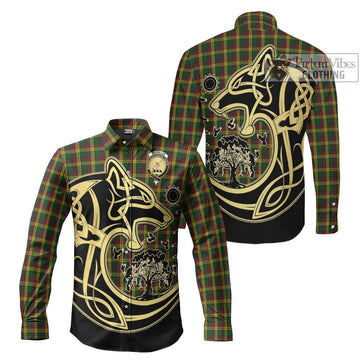 MacMillan (McMillan) Tartan Long Sleeve Button Shirt with Family Crest Celtic Wolf Style