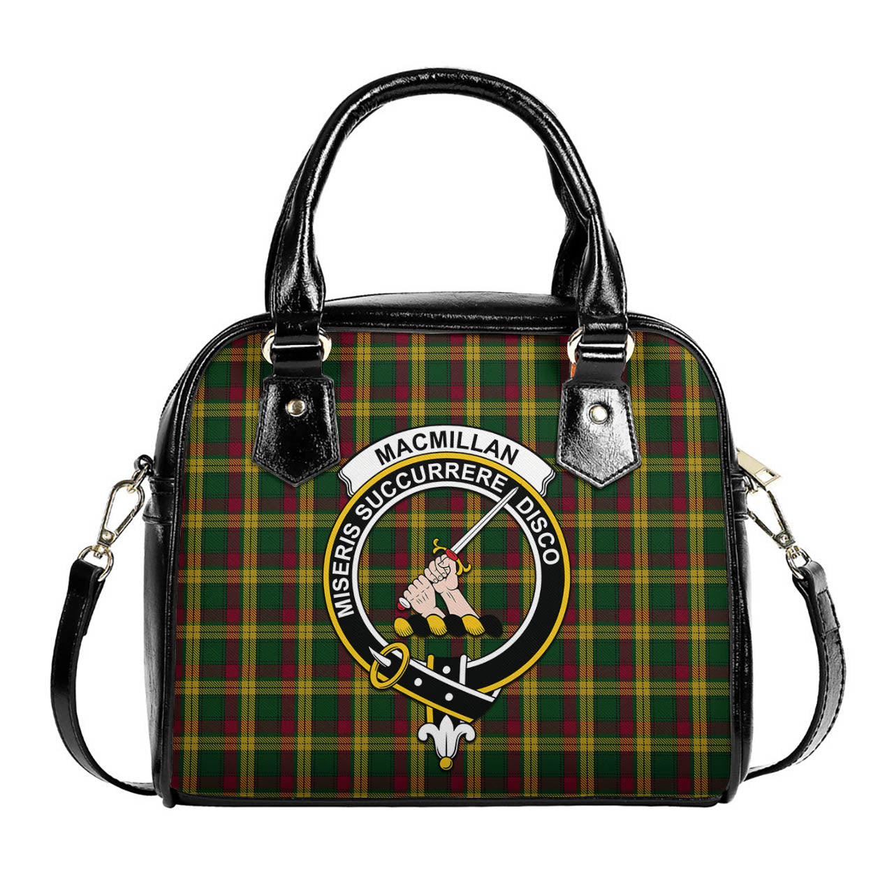 MacMillan Ancient Tartan Shoulder Handbags with Family Crest One Size 6*25*22 cm - Tartanvibesclothing