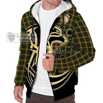 MacMillan (McMillan) Tartan Sherpa Hoodie with Family Crest Celtic Wolf Style