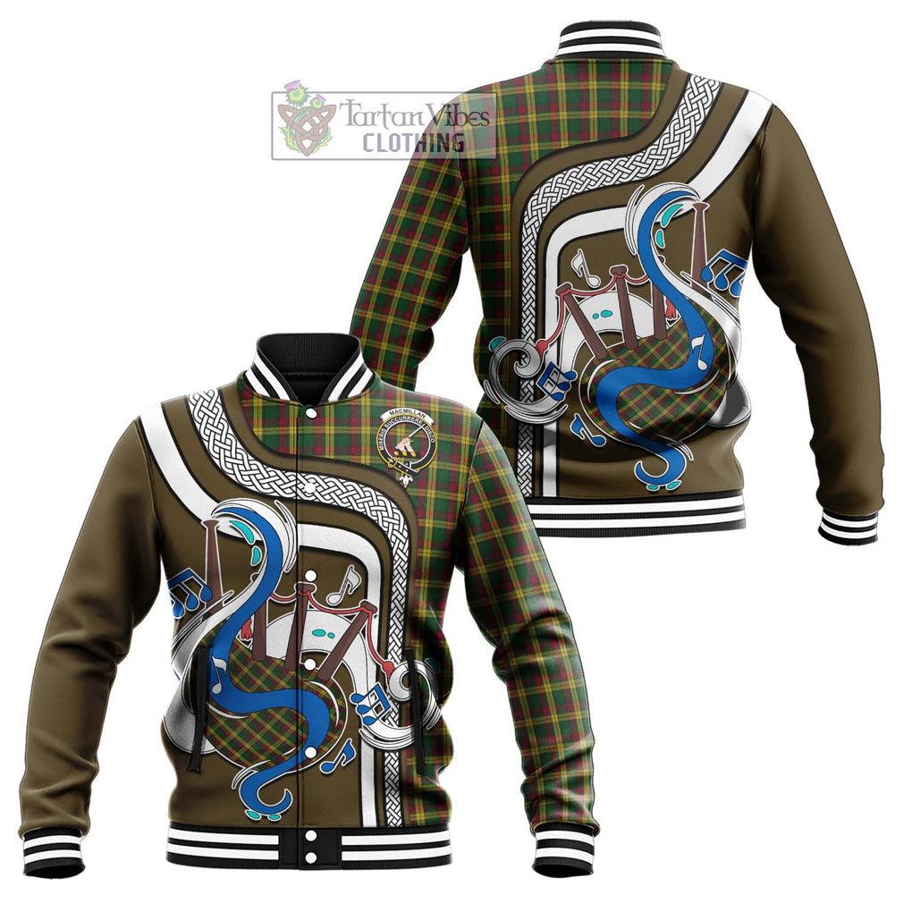 Tartan Vibes Clothing MacMillan Ancient Tartan Baseball Jacket with Epic Bagpipe Style