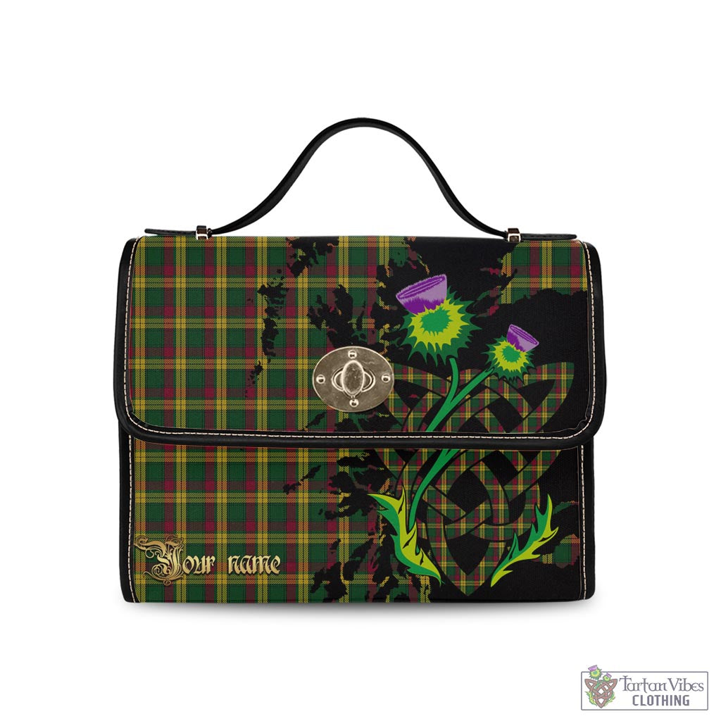 Tartan Vibes Clothing MacMillan Ancient Tartan Waterproof Canvas Bag with Scotland Map and Thistle Celtic Accents