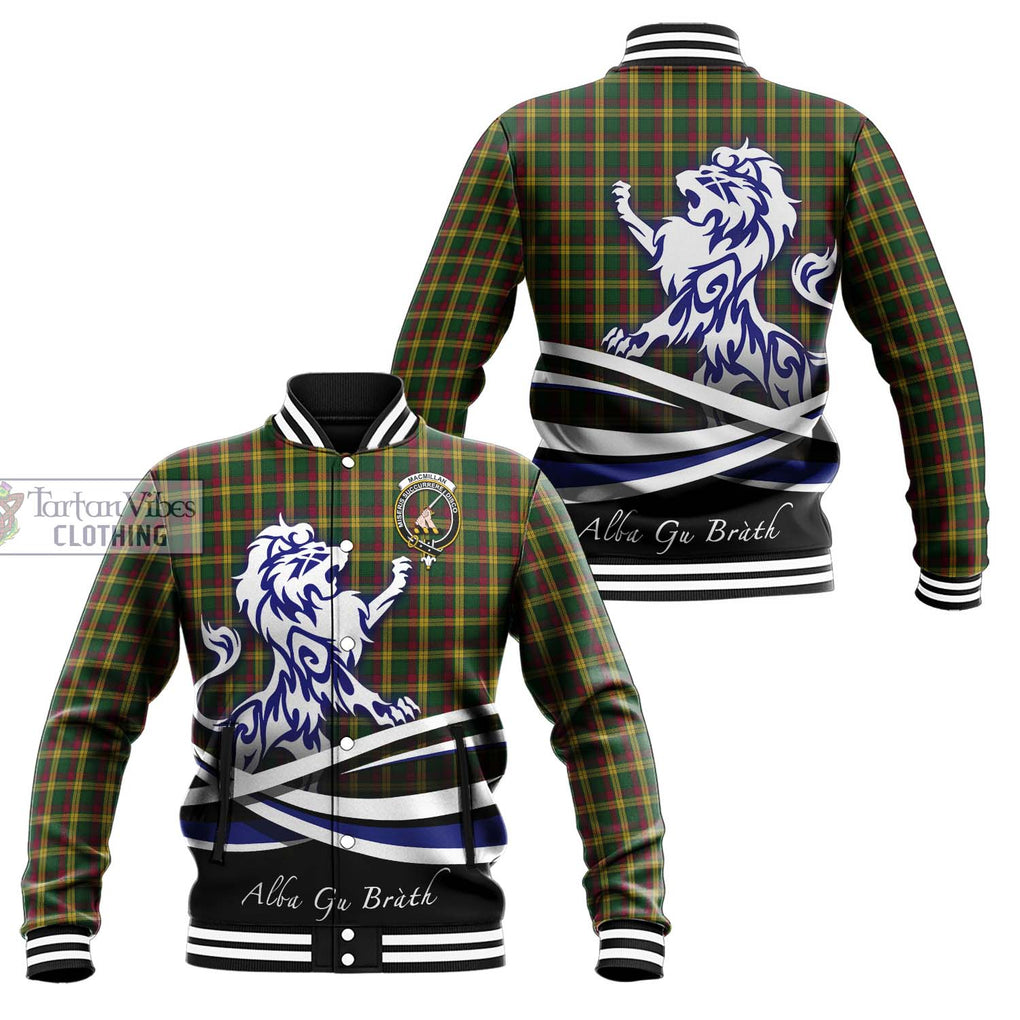 MacMillan (McMillan) Tartan Baseball Jacket with Alba Gu Brath Regal Lion Emblem Unisex - Tartanvibesclothing Shop