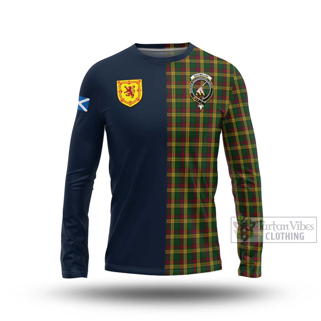 Tartan Vibes Clothing MacMillan Ancient Tartan Long Sleeve T-Shirt with Scottish Lion Royal Arm Half Style