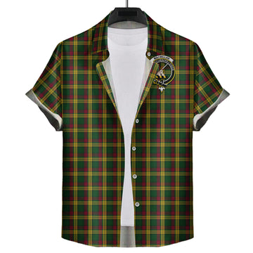 MacMillan (McMillan) Tartan Short Sleeve Button Down Shirt with Family Crest