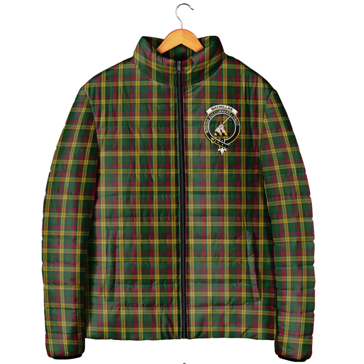 MacMillan (McMillan) Tartan Padded Jacket with Family Crest Men's Padded Jacket - Tartan Vibes Clothing