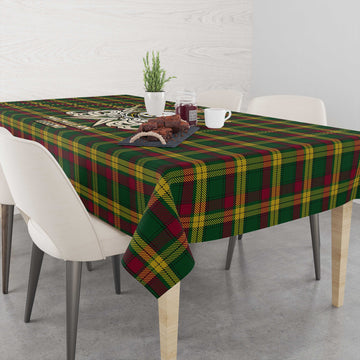 MacMillan (McMillan) Tartan Tablecloth with Clan Crest and the Golden Sword of Courageous Legacy - Tartan Vibes Clothing