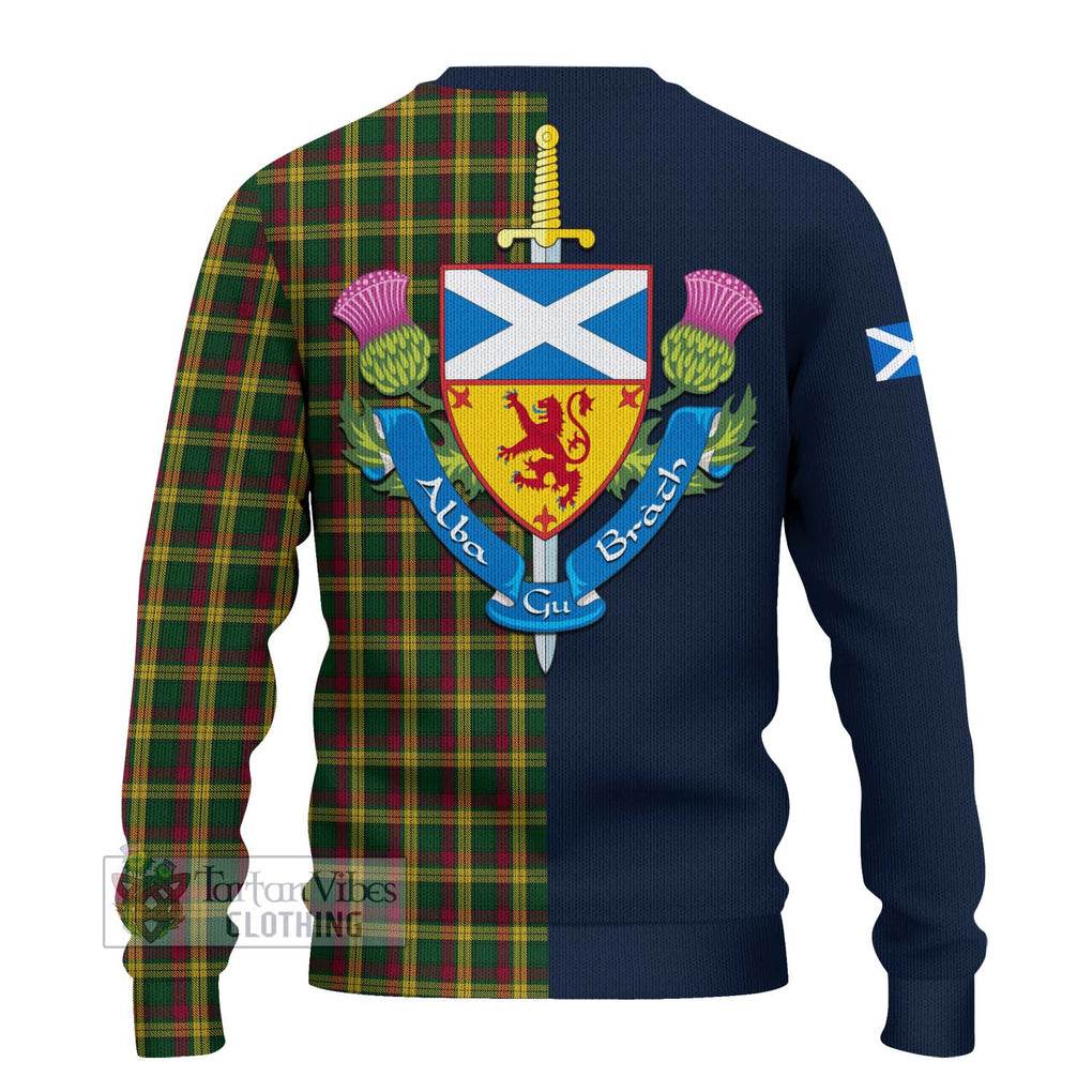 Tartan Vibes Clothing MacMillan Ancient Tartan Knitted Sweater with Scottish Lion Royal Arm Half Style