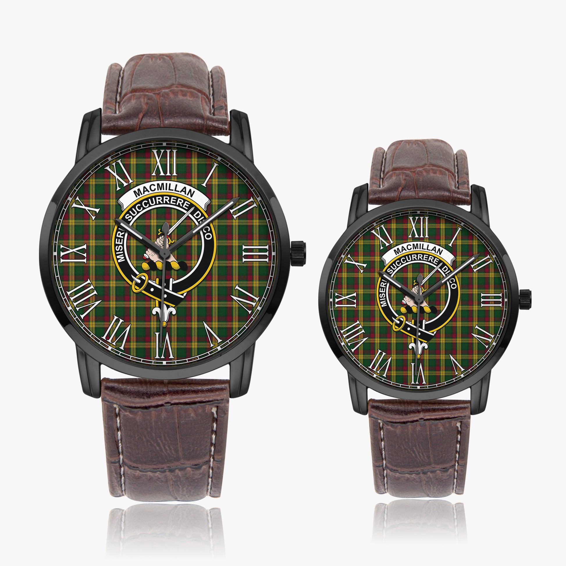 MacMillan Ancient Tartan Family Crest Leather Strap Quartz Watch - Tartanvibesclothing