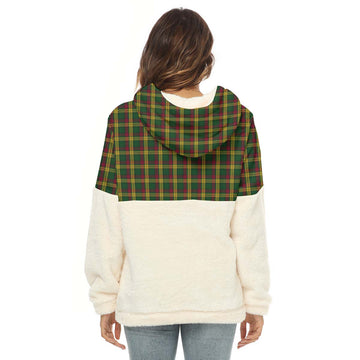 MacMillan (McMillan) Tartan Women's Borg Fleece Hoodie With Half Zip with Family Crest