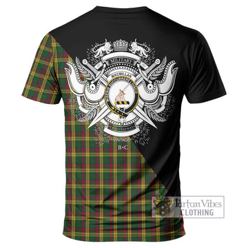 MacMillan (McMillan) Tartan T-Shirt with Family Crest and Military Logo Style