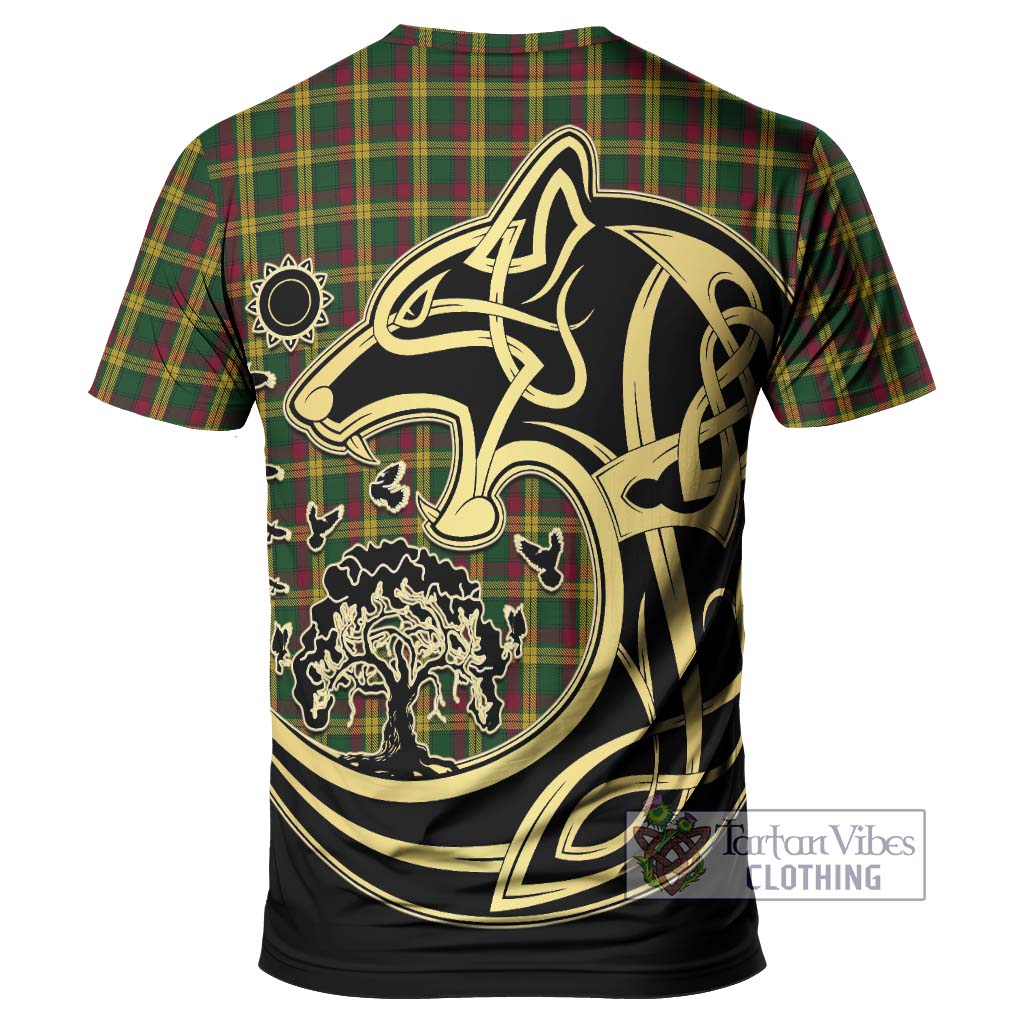 Tartan Vibes Clothing MacMillan Ancient Tartan T-Shirt with Family Crest Celtic Wolf Style