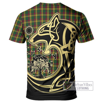 MacMillan (McMillan) Tartan T-Shirt with Family Crest Celtic Wolf Style