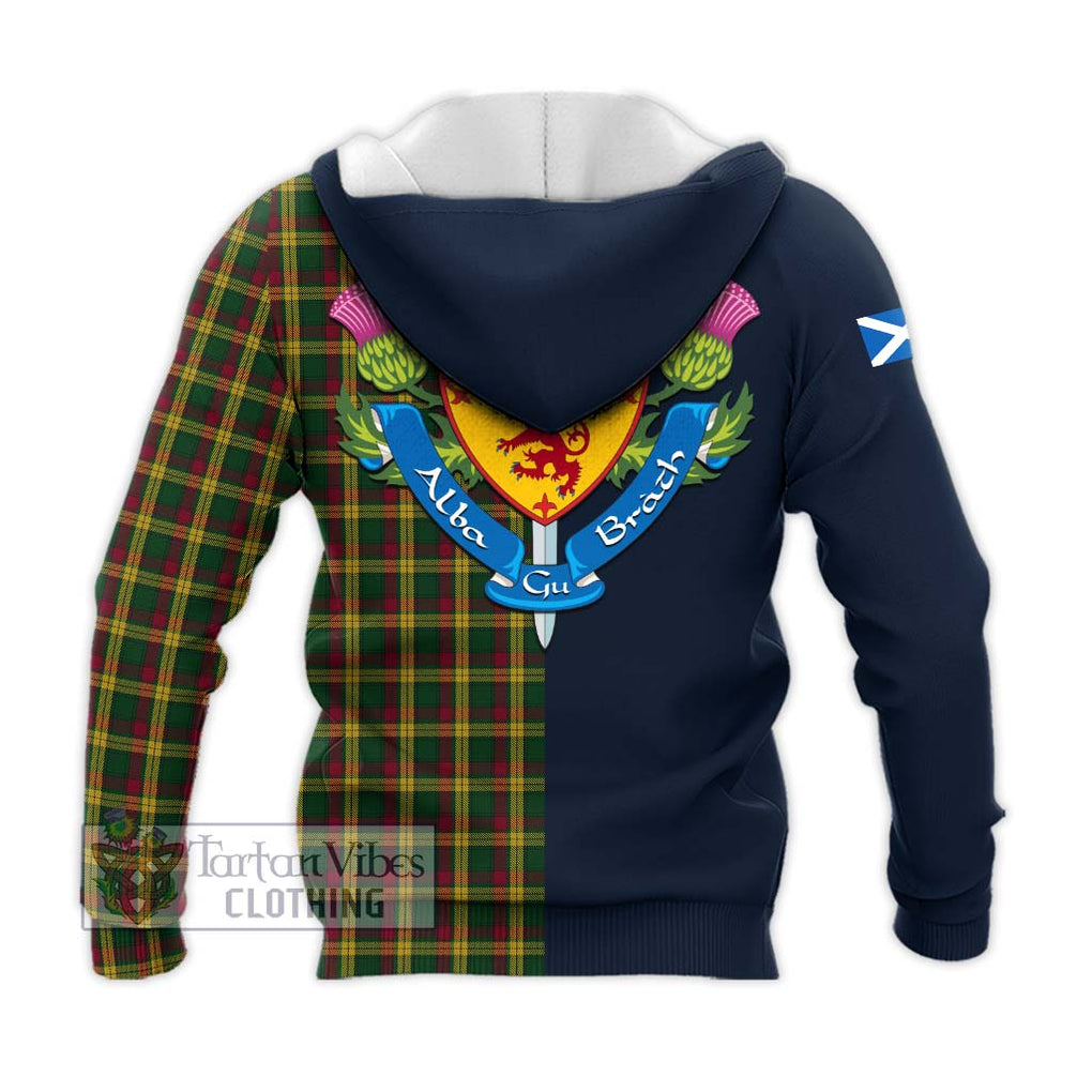 Tartan Vibes Clothing MacMillan Ancient Tartan Knitted Hoodie with Scottish Lion Royal Arm Half Style