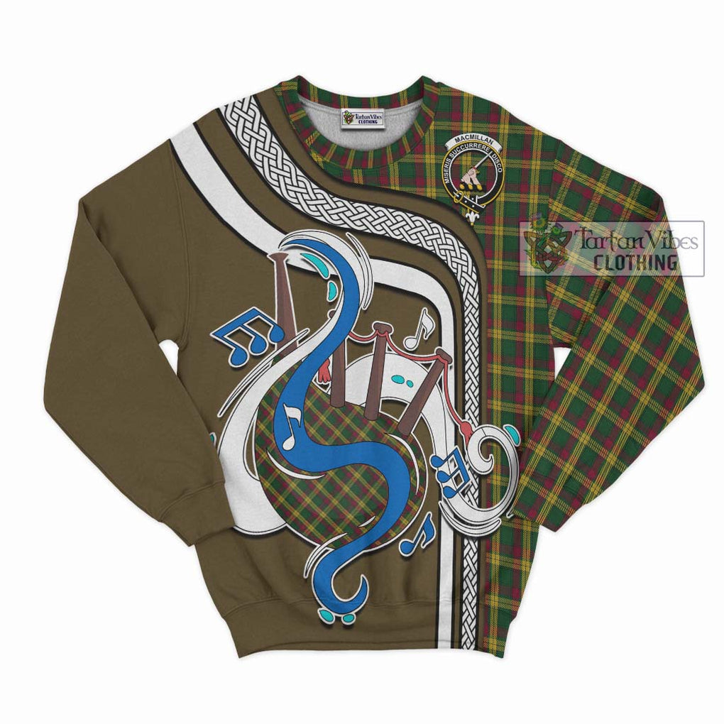 Tartan Vibes Clothing MacMillan Ancient Tartan Sweatshirt with Epic Bagpipe Style