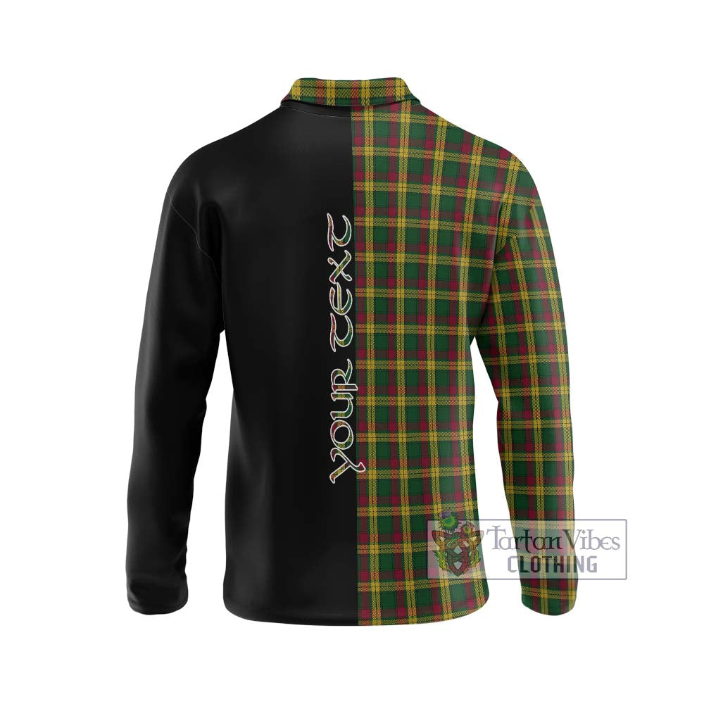 MacMillan (McMillan) Tartan Long Sleeve Polo Shirt with Family Crest and Half Of Me Style - Tartanvibesclothing Shop