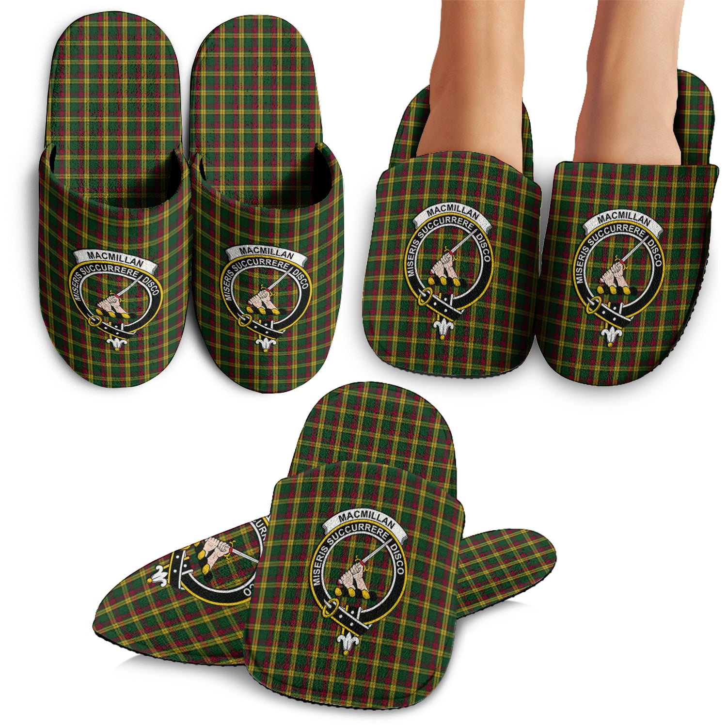 MacMillan Ancient Tartan Home Slippers with Family Crest - Tartanvibesclothing