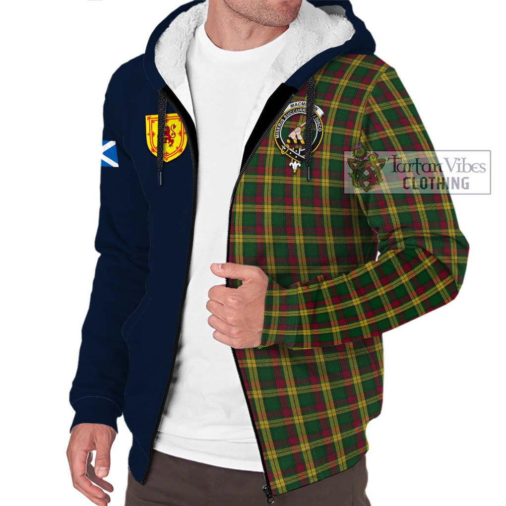 Tartan Vibes Clothing MacMillan Ancient Tartan Sherpa Hoodie with Scottish Lion Royal Arm Half Style