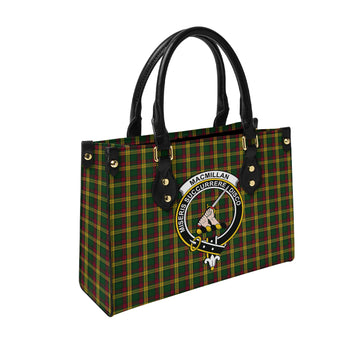 MacMillan (McMillan) Tartan Leather Bag with Family Crest