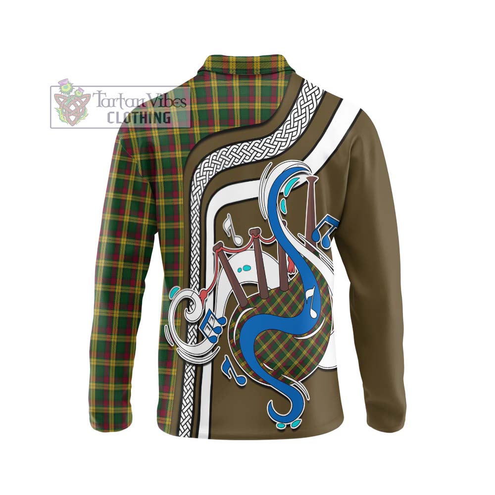 Tartan Vibes Clothing MacMillan Ancient Tartan Long Sleeve Polo Shirt with Epic Bagpipe Style